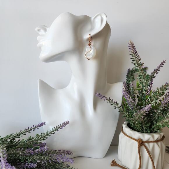 White Quartz Stone & Copper Wire Wrapped Earrings - Picture 8 of 8